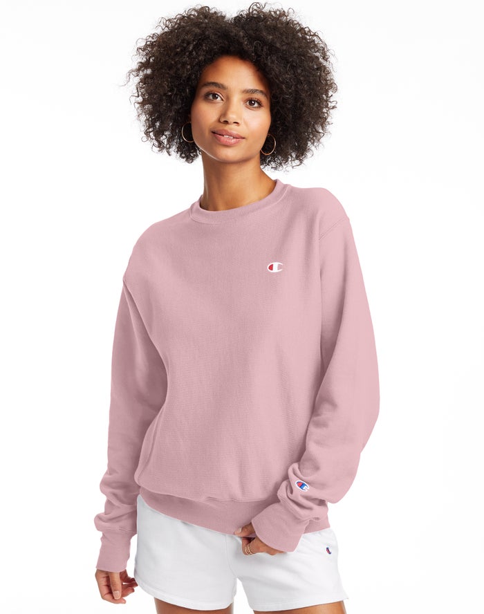 Champion Sweatshirt Dames - Roze - Reverse Weave Crew C Logo ( 463725-IFO )